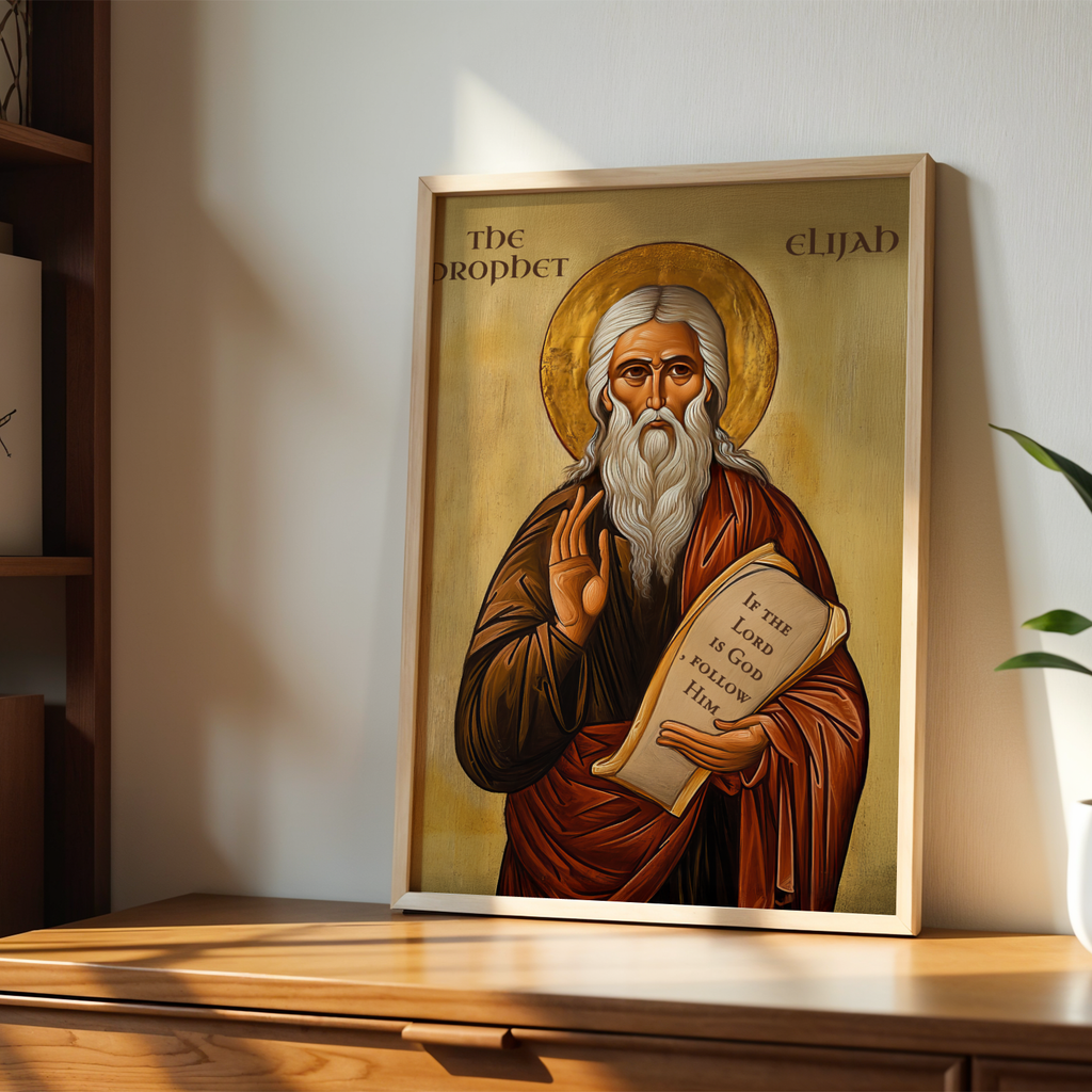 Prophet Elijah Icon Print, Biblical Prophet Gift Byzantine Wall Art, Holygraceart