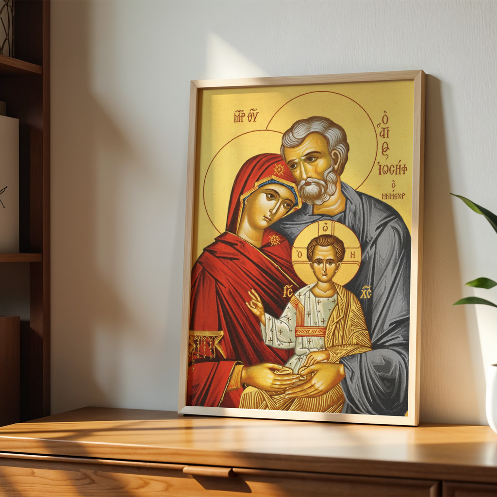 Holy Family Orthodox Icon Print, Marriage Blessing Gift, Sacred Blessing for Newlywed Home