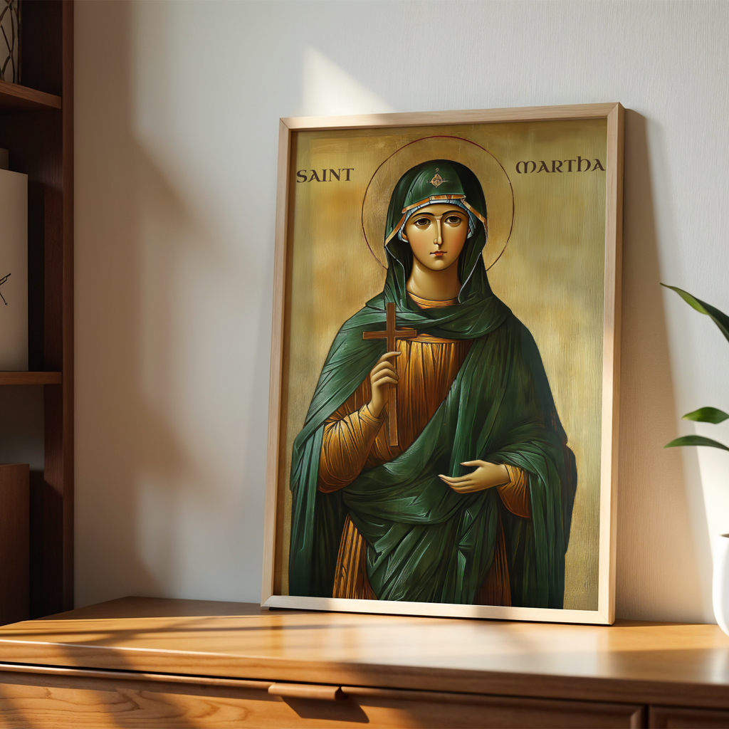 Saint Martha Icon Wall Art, Faithful Service Gift Byzantine Decor, Holygraceart
