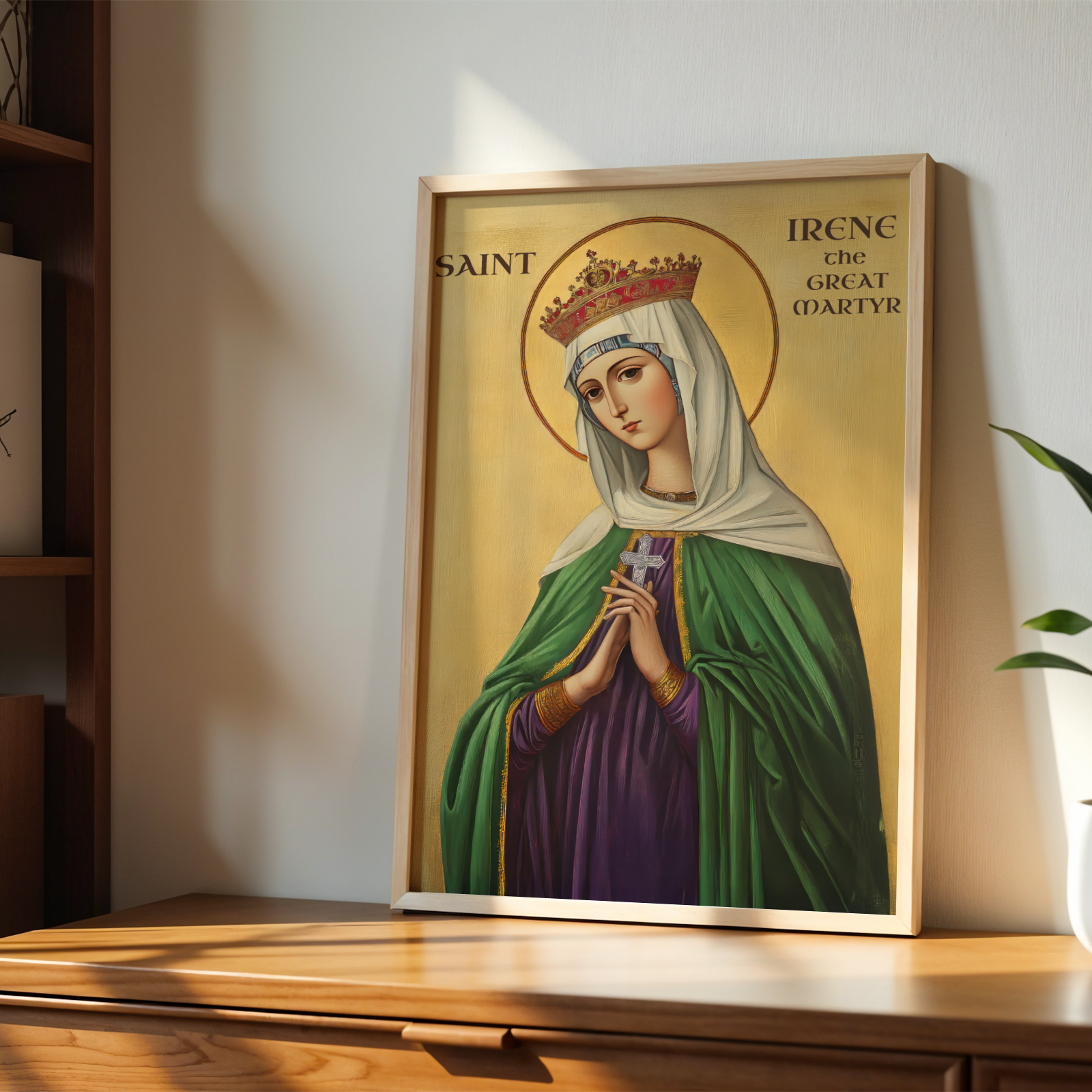 Saint Irene the Great Martyr Icon Wall Art, Courage and Peace Gift Orthodox Decor, Holygraceart