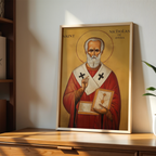 Saint Nicholas of Myra Icon Print, Bishop Blessing Orthodox Wall Art, Holygraceart