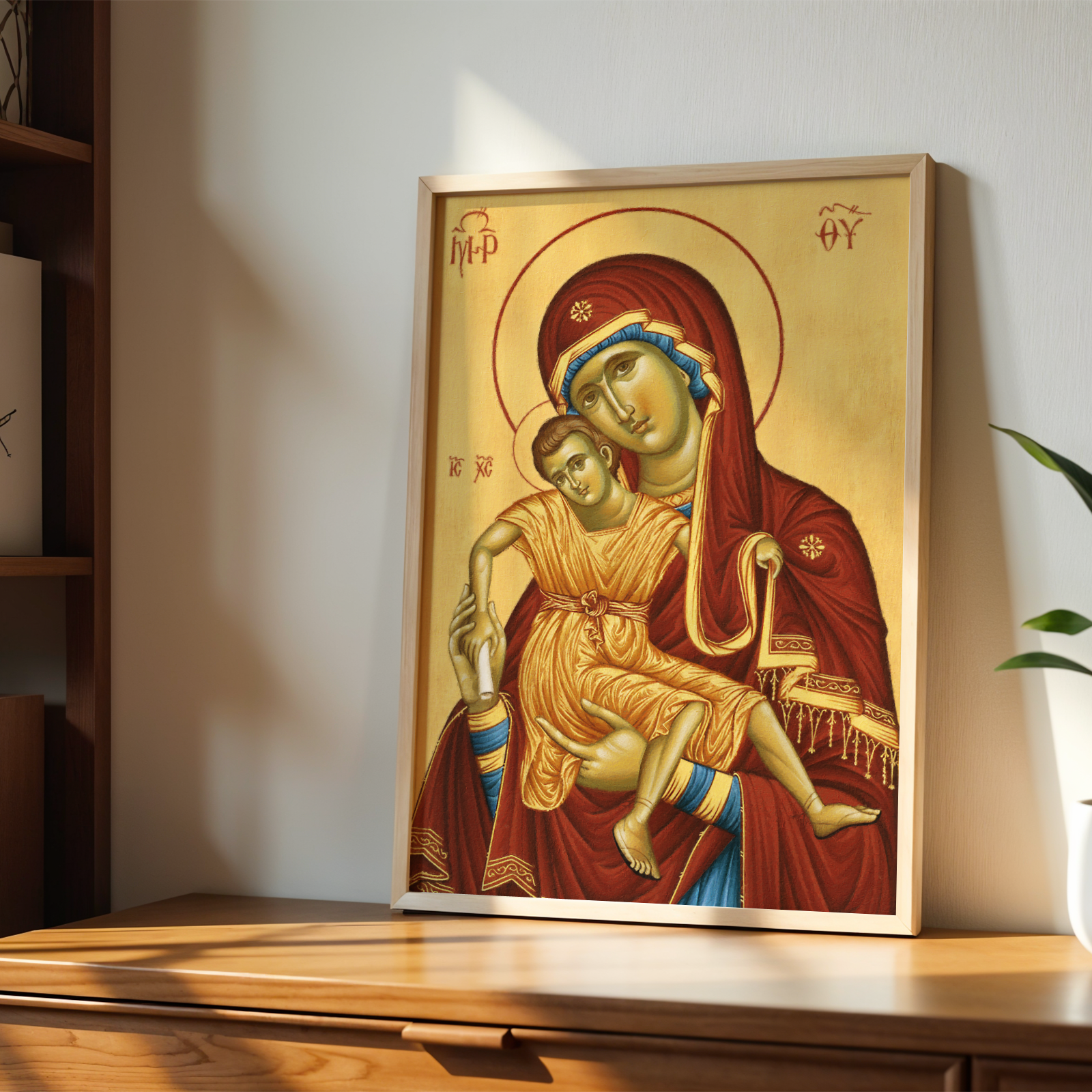 Virgin Mary and Child Orthodox Icon Print, New Parents Gift, Family Blessing