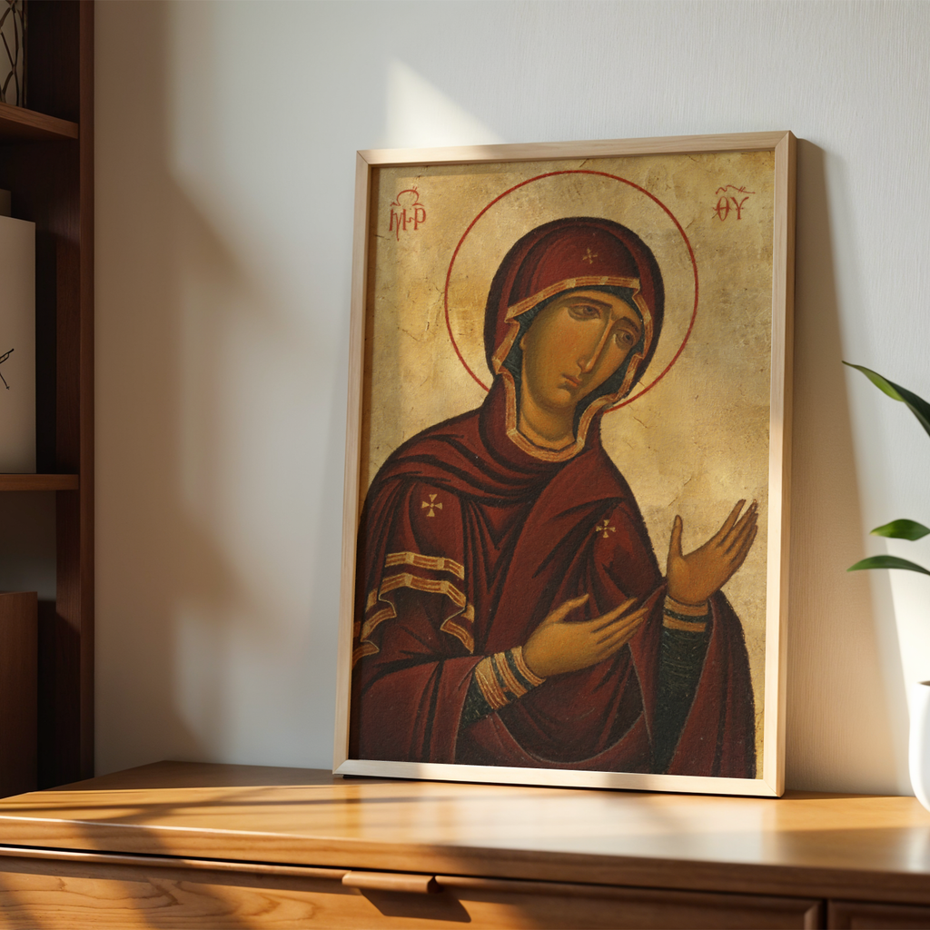 Mother of God Orthodox Icon Print, Marian Devotion Wall Art