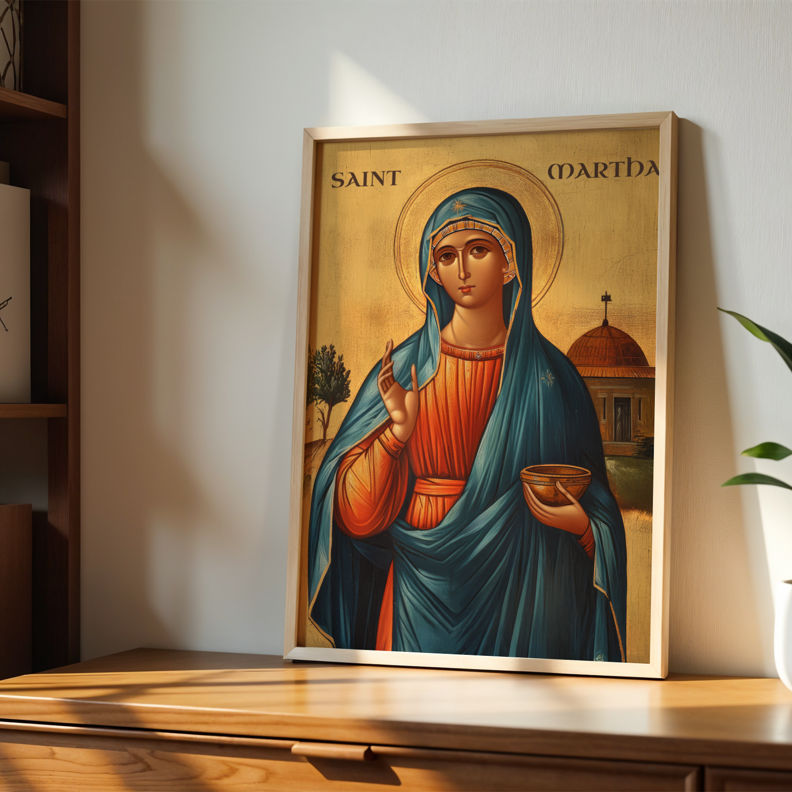 Saint Martha Icon Print, Homemaker Faith Gift Byzantine Wall Art, Holygraceart
