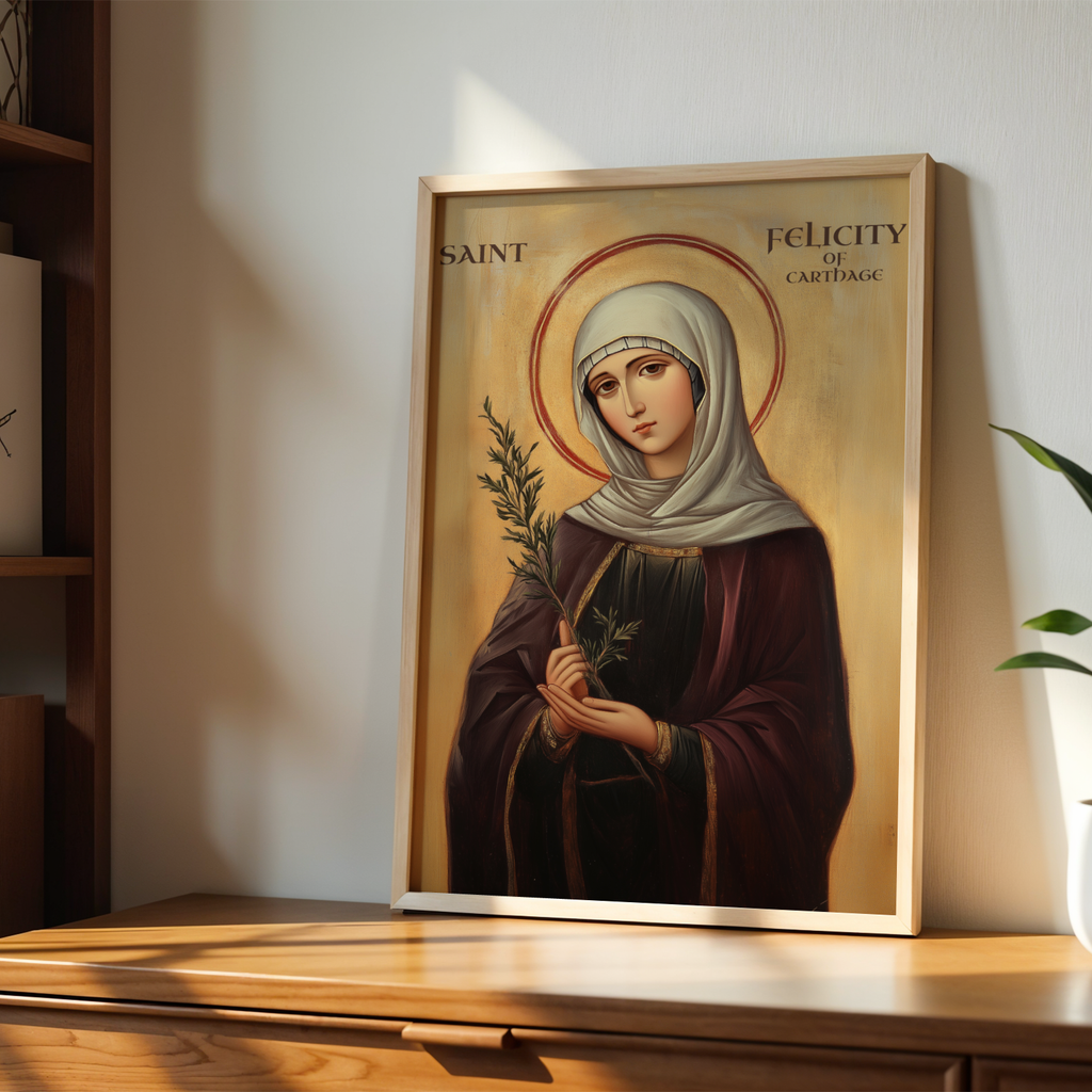 Saint Felicity of Carthage Icon Print, Courage in Suffering Orthodox Wall Art, Holygraceart