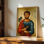Saint Sebastian Icon Wall Art, Courage and Protection Gift Orthodox, Holygraceart