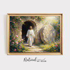 Jesus Resurrection Wall Art Canvas Print, Christian Easter Decor, Empty Tomb Painting, Religious Wall Decor, Bible Art Poster