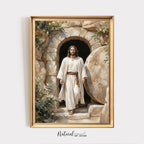 Resurrection of Jesus Wall Art Print, Empty Tomb Christian Canvas, Risen Christ Painting, Easter Religious Decor for Christian Home