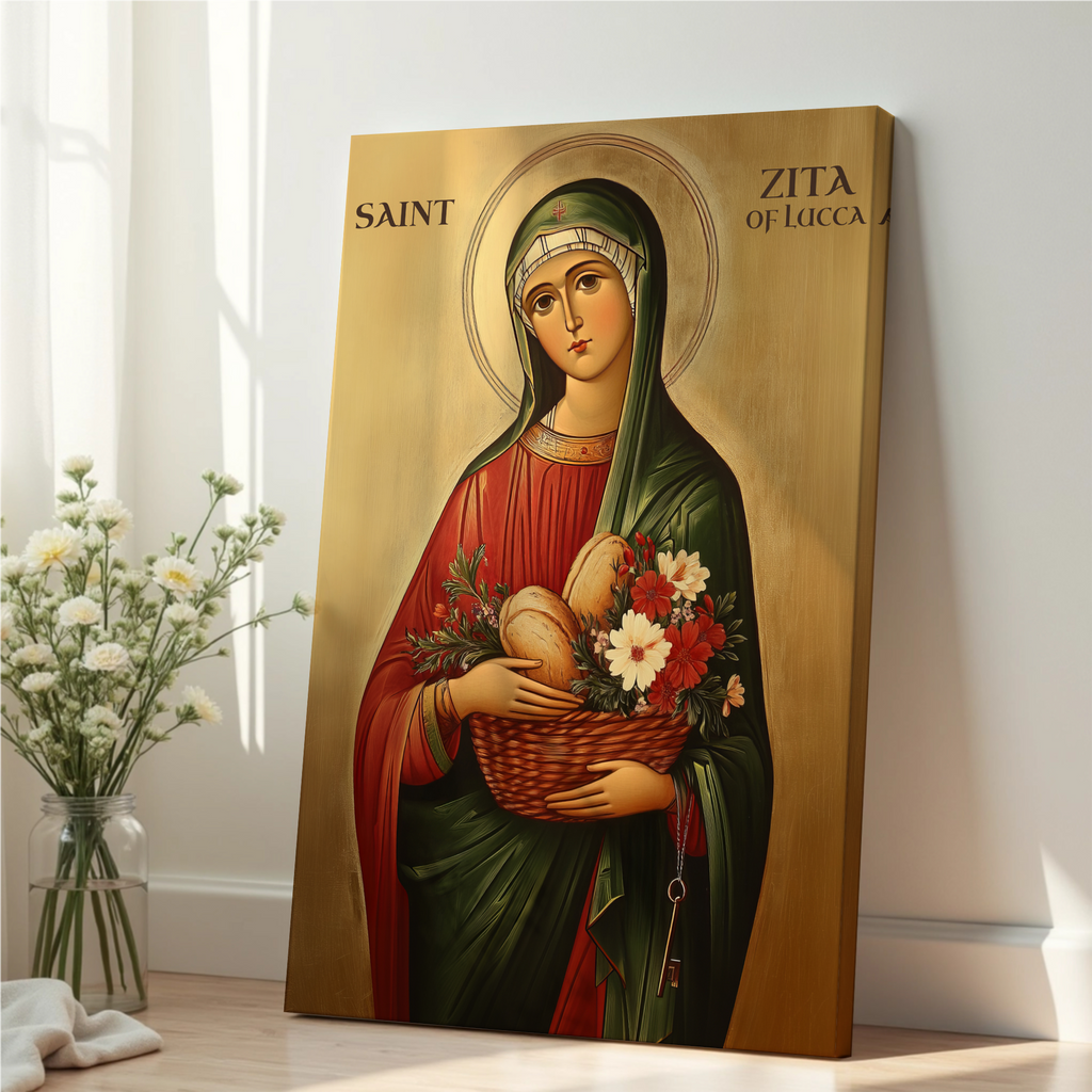 Saint Zita of Lucca Icon Wall Art, Housekeeper Gift Orthodox Artwork, Holygraceart