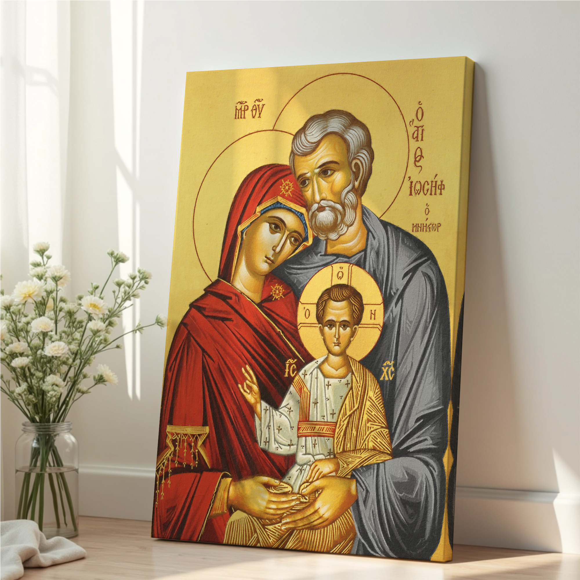 Holy Family Orthodox Icon Print, Marriage Blessing Gift, Sacred Blessing for Newlywed Home