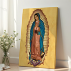 Our Lady of Guadalupe Icon Canvas Wall Art, Marian Blessing for the Family Home