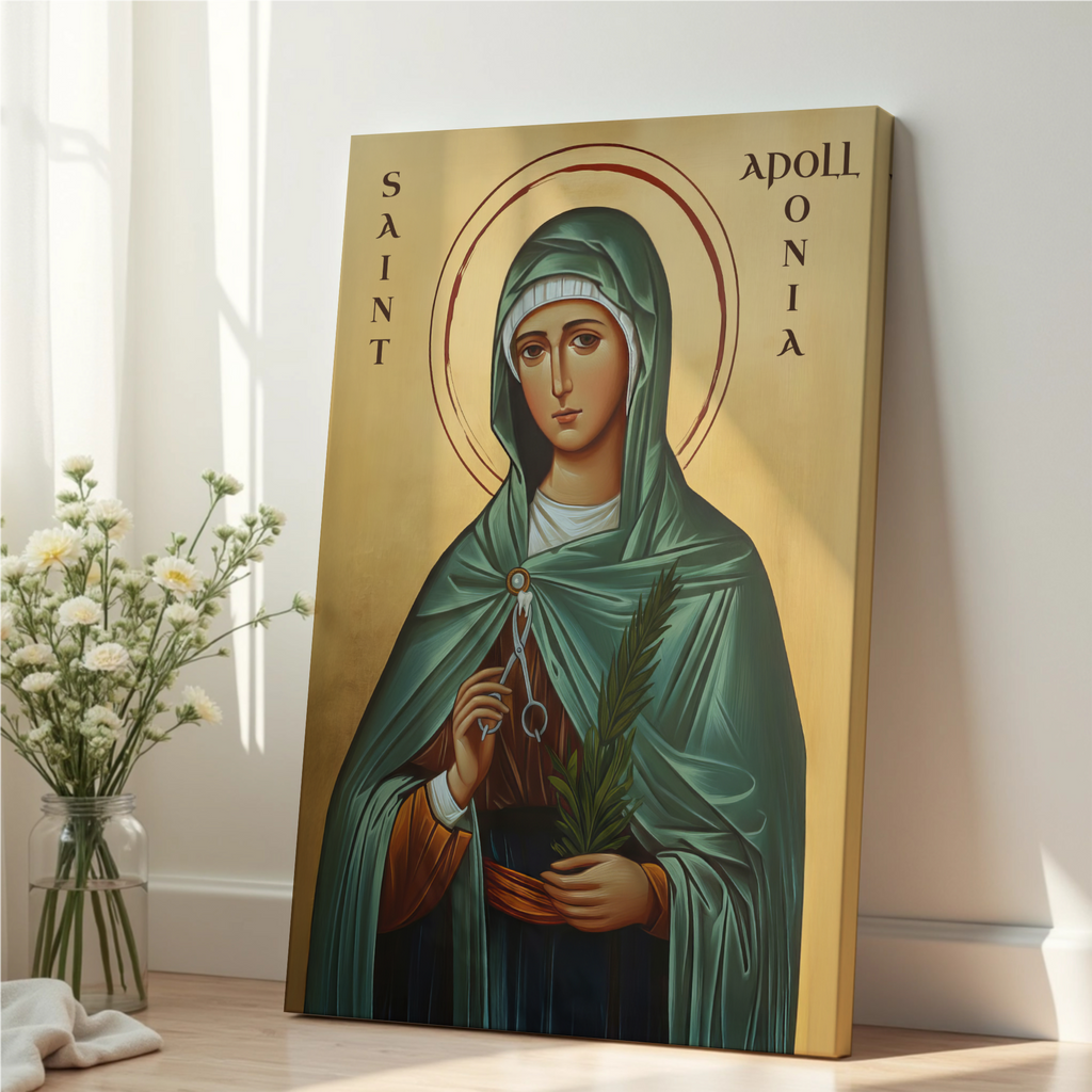 Saint Apollonia Icon Print, Patron Saint of Dentists Gift, Home Altar Decor, Holygraceart