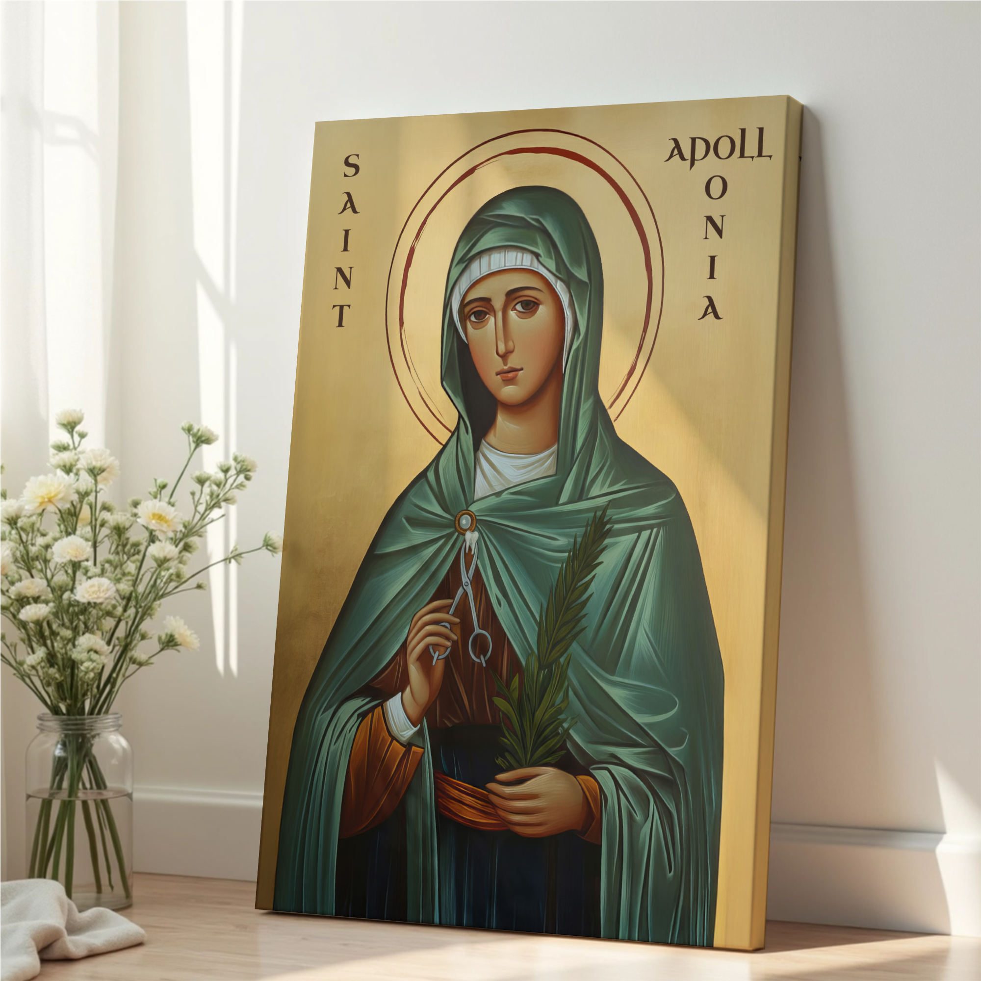 Saint Apollonia Icon Print, Patron Saint of Dentists Gift, Home Altar Decor, Holygraceart