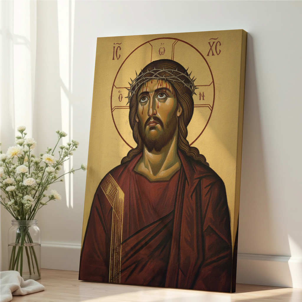Jesus Crown of Thorns Orthodox Icon Print, Lenten Devotion Gift, Prayer Corner