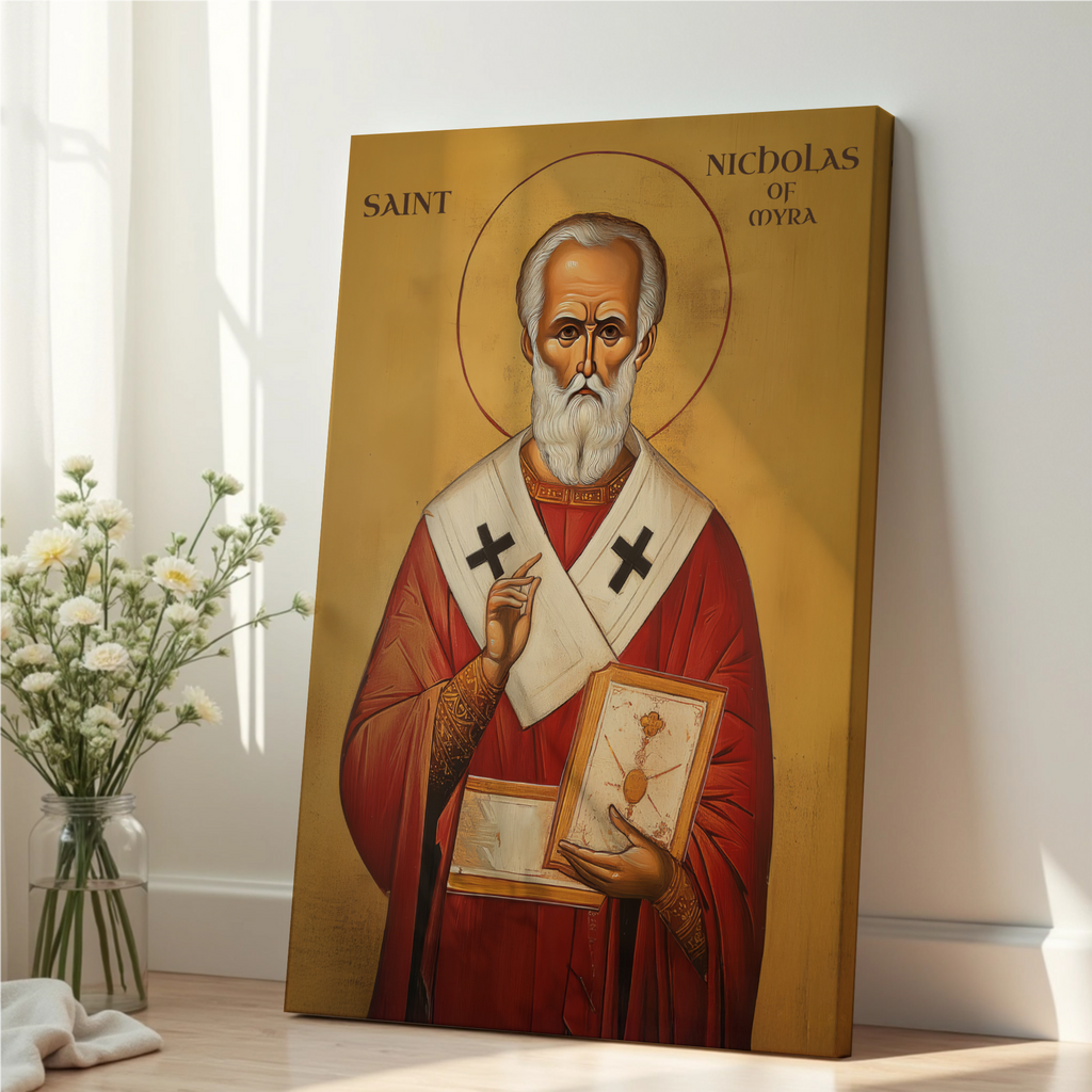 Saint Nicholas of Myra Icon Print, Bishop Blessing Orthodox Wall Art, Holygraceart