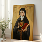 Saint Gertrude the Great Icon Print, Sacred Heart Devotion Gift, Orthodox Wall Art