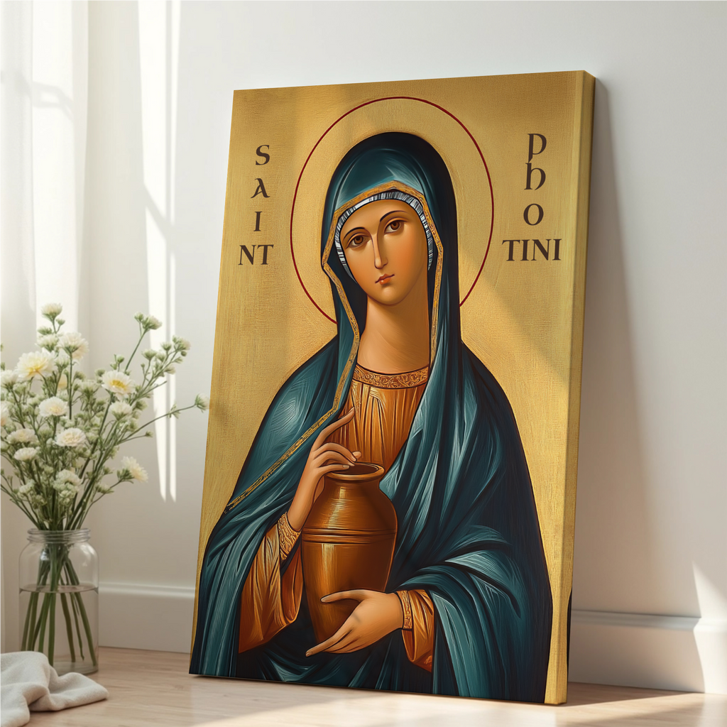 Saint Photini(Photina) Icon Print, Baptism and Faith Renewal Gift, Orthodox Wall Art
