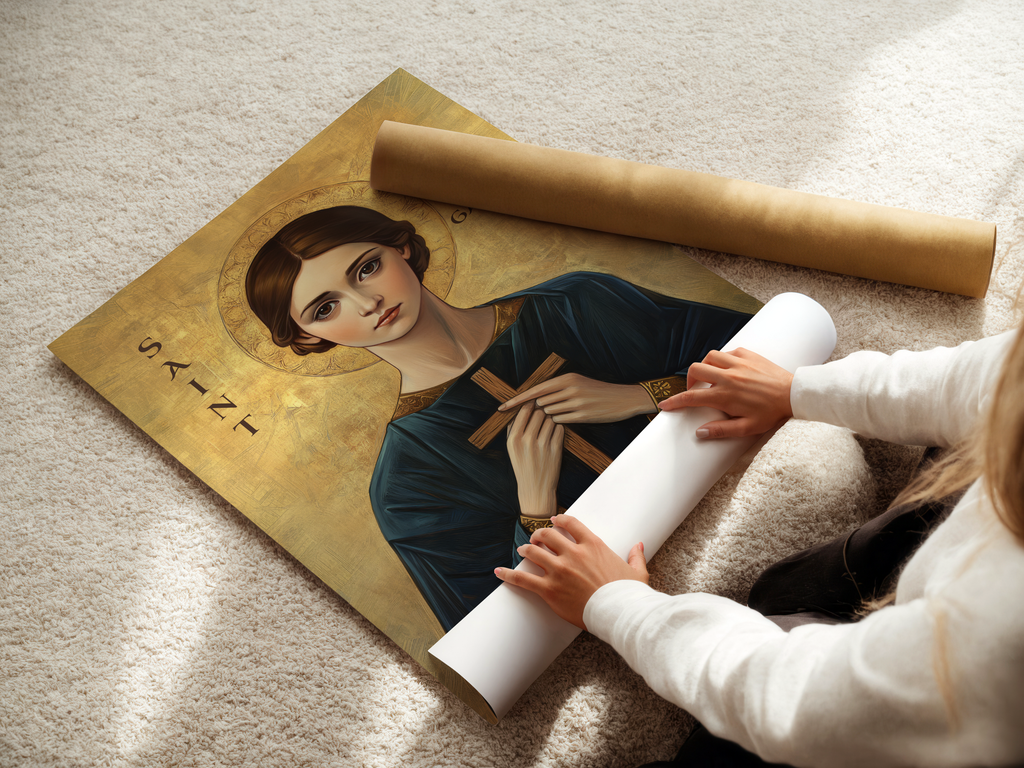 Saint Gemma Galgani Icon Wall Art, Purity and Suffering Gift Orthodox Decor, Holygraceart