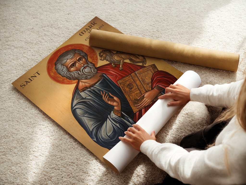 Saint Mark the Evangelist Icon Print, Gospel Writer Gift, Scripture Study Gift