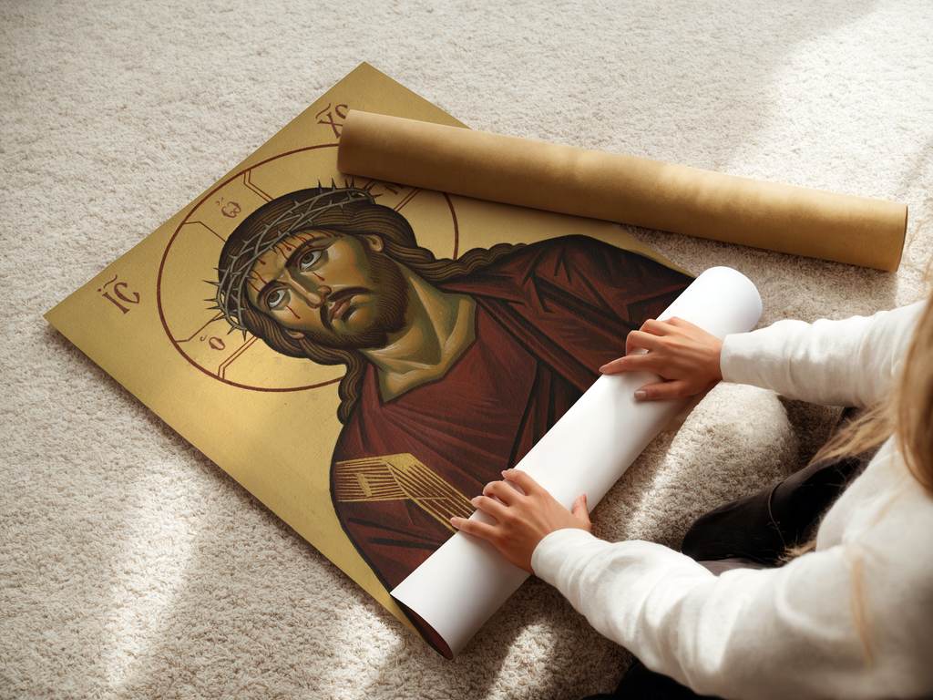 Jesus Crown of Thorns Orthodox Icon Print, Lenten Devotion Gift, Prayer Corner