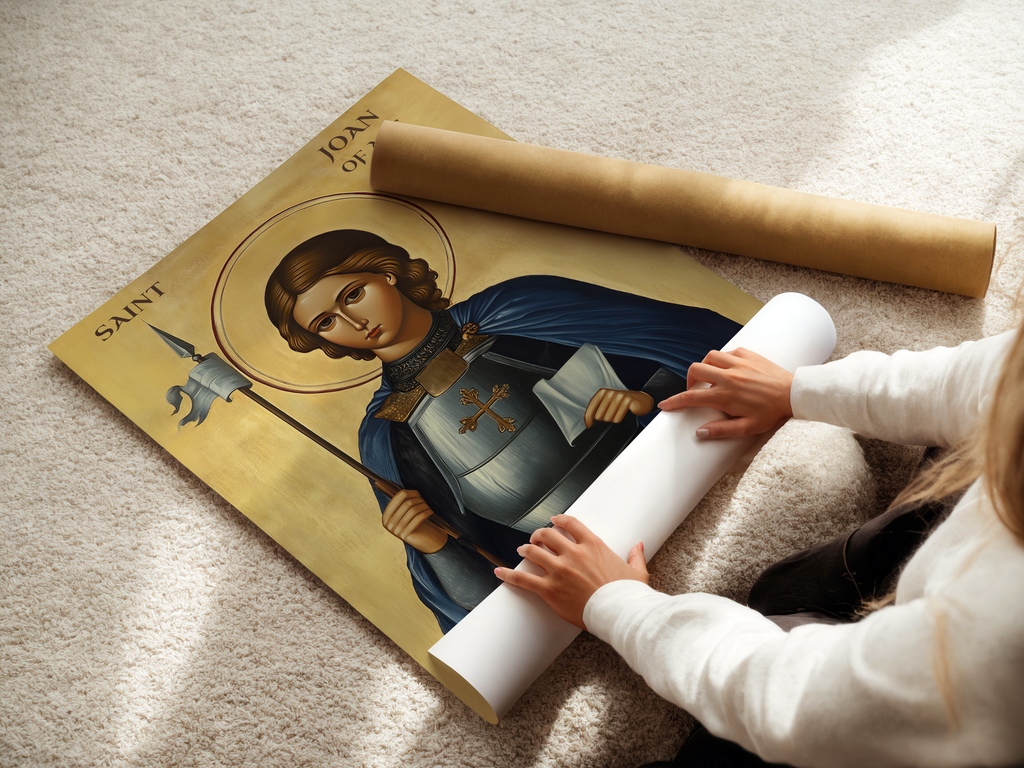 Saint Joan of Arc Icon Print, Courage and Calling Gift, Byzantine Wall Art, Holygraceart