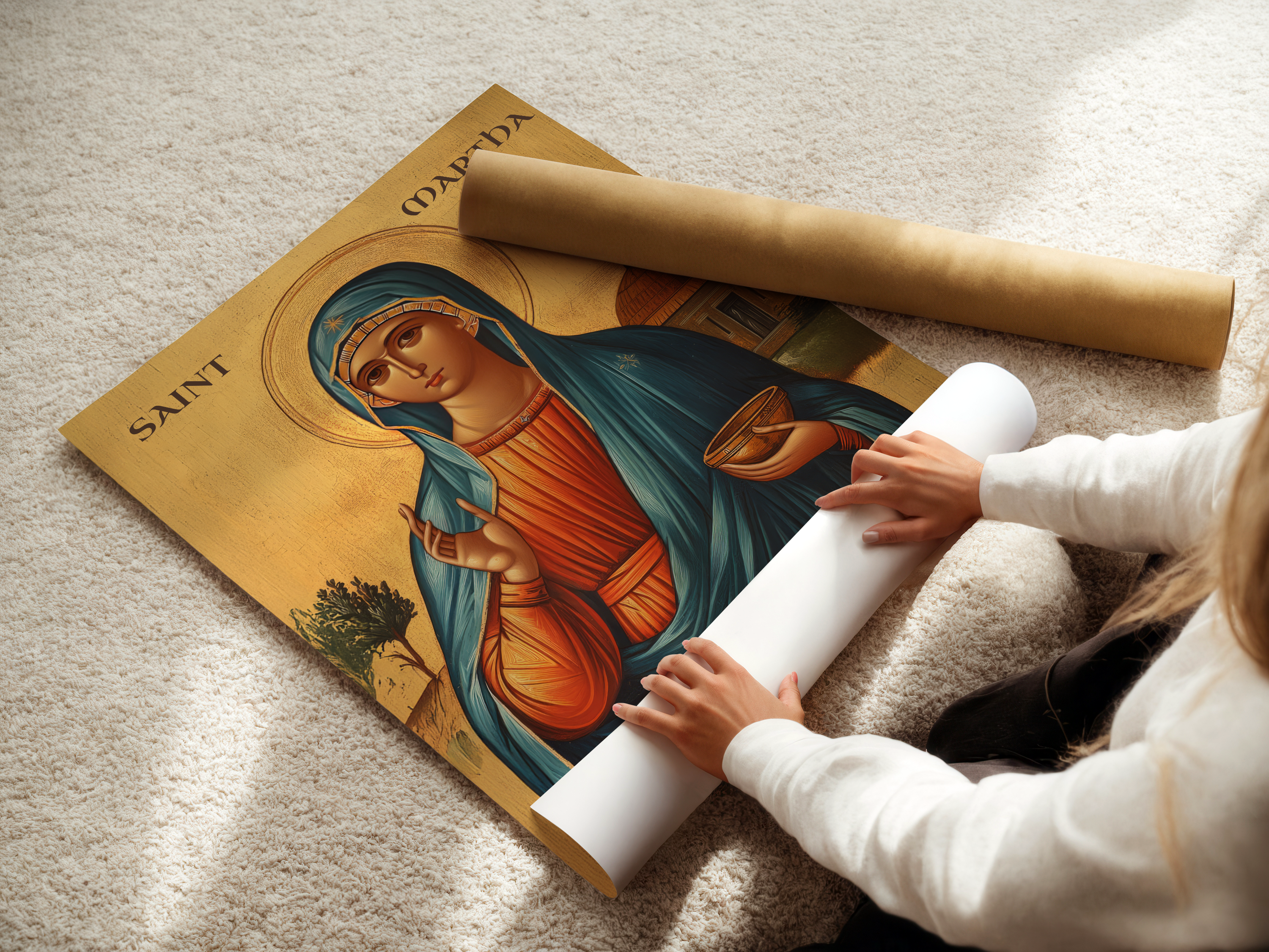 Saint Martha Icon Print, Homemaker Faith Gift Byzantine Wall Art, Holygraceart