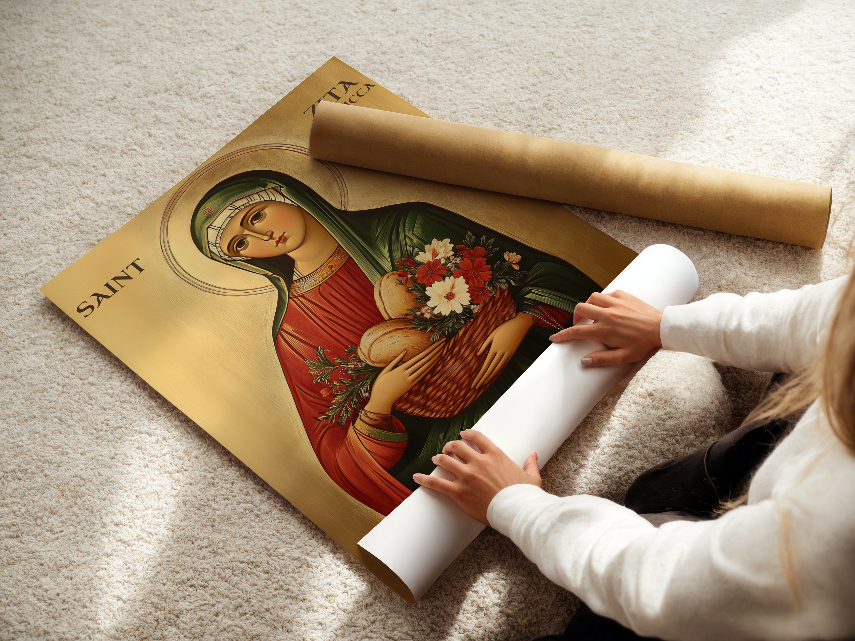 Saint Zita of Lucca Icon Wall Art, Housekeeper Gift Orthodox Artwork, Holygraceart