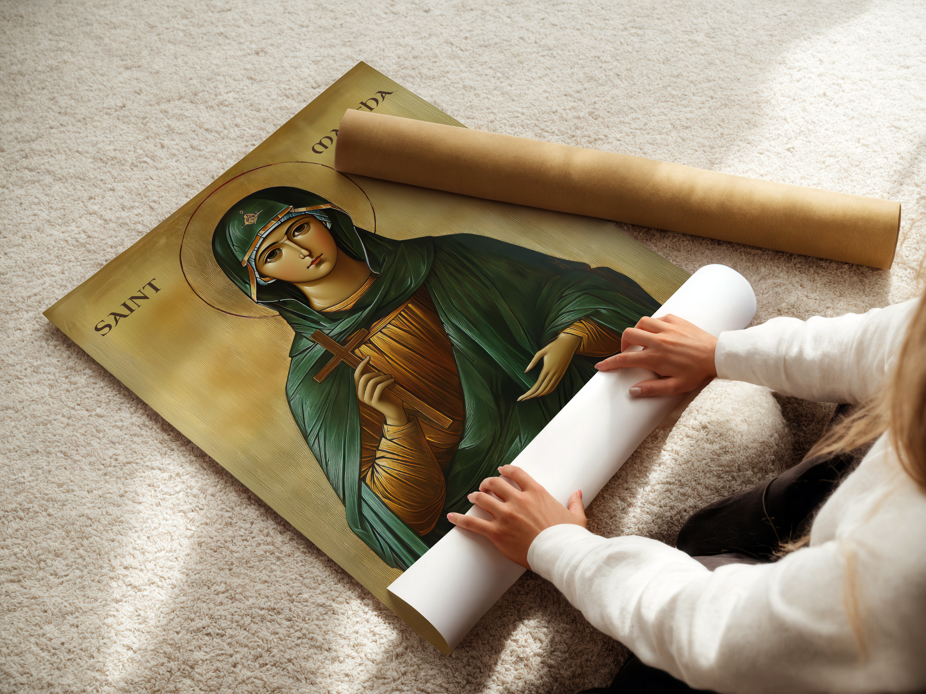 Saint Martha Icon Wall Art, Faithful Service Gift Byzantine Decor, Holygraceart