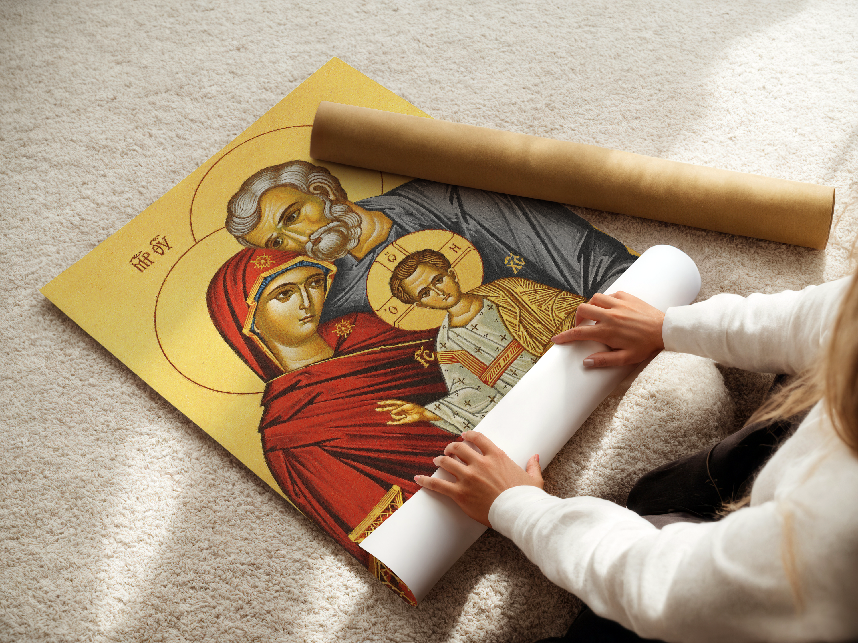 Holy Family Orthodox Icon Print, Marriage Blessing Gift, Sacred Blessing for Newlywed Home