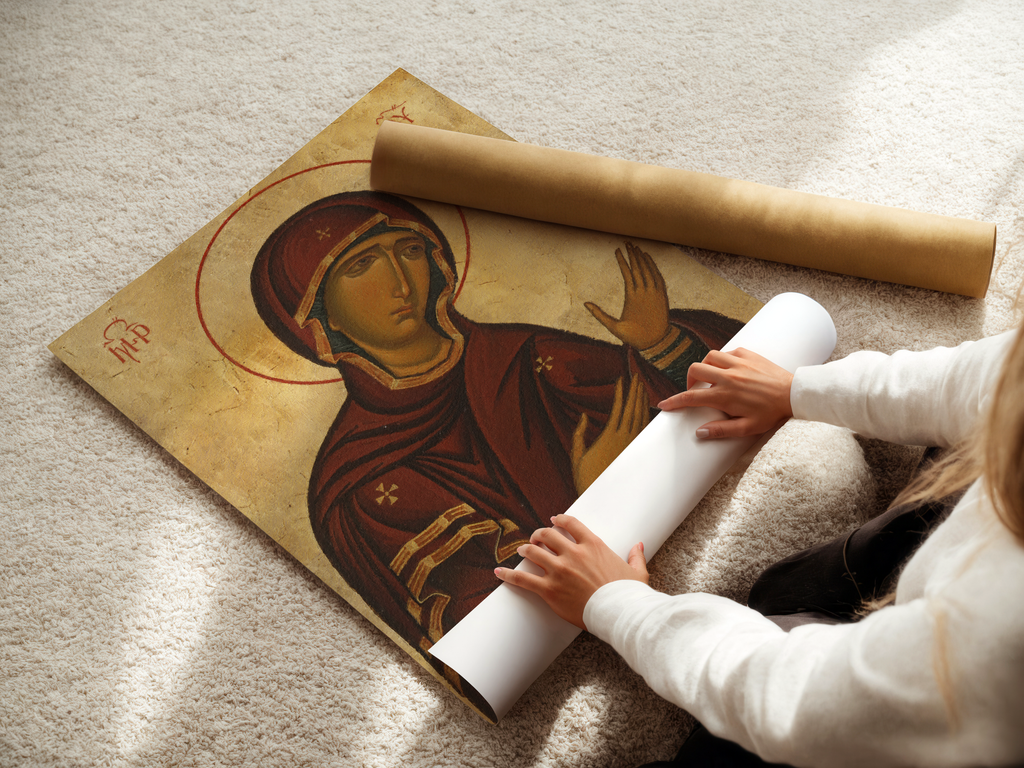 Mother of God Orthodox Icon Print, Marian Devotion Wall Art