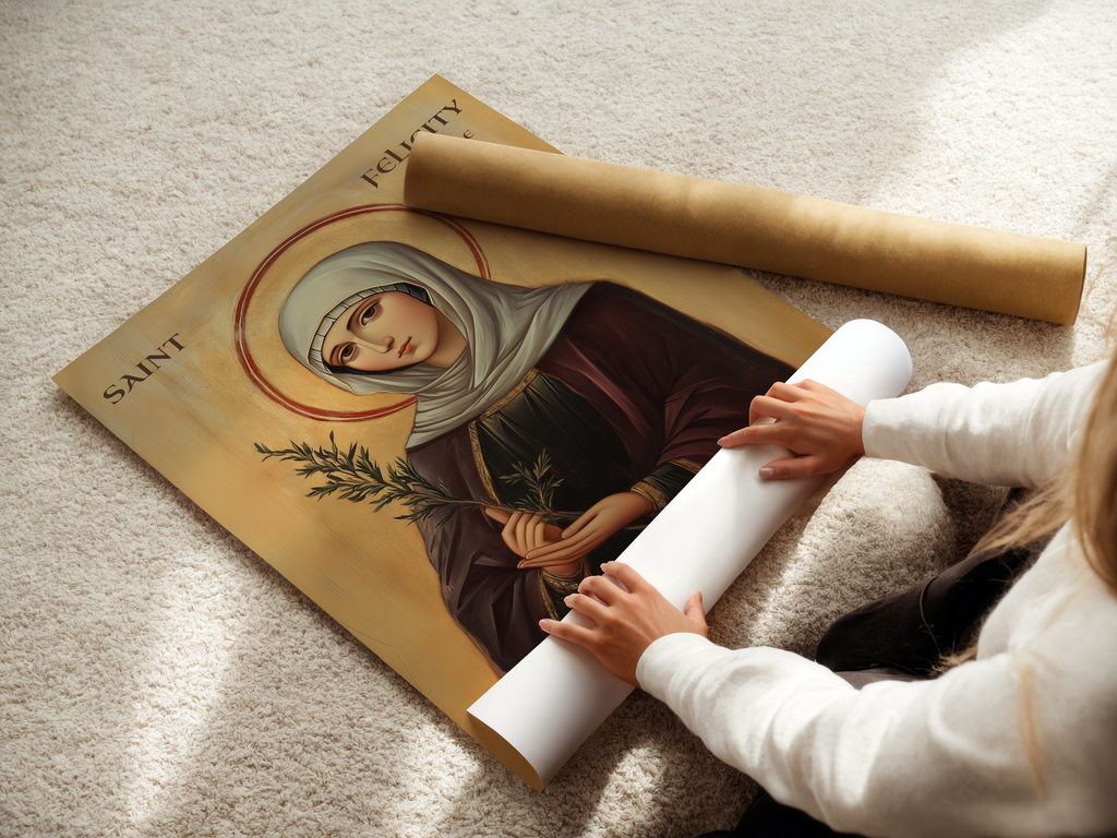 Saint Felicity of Carthage Icon Print, Courage in Suffering Orthodox Wall Art, Holygraceart