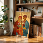 Holy Family Orthodox Icon Wall Art, Marriage Blessing Gift for Home, Holygraceart