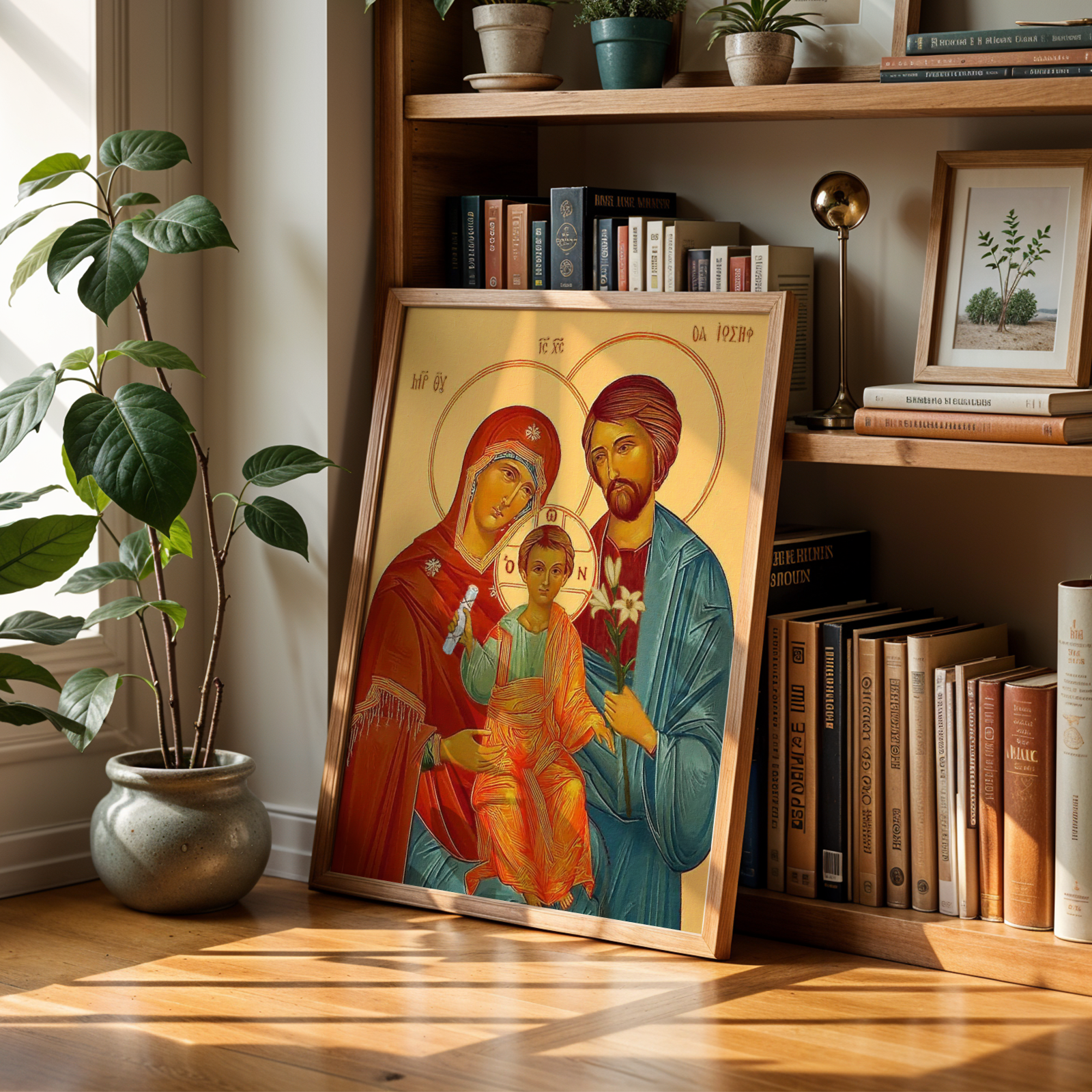 Holy Family Orthodox Icon Wall Art, Marriage Blessing Gift for Home, Holygraceart