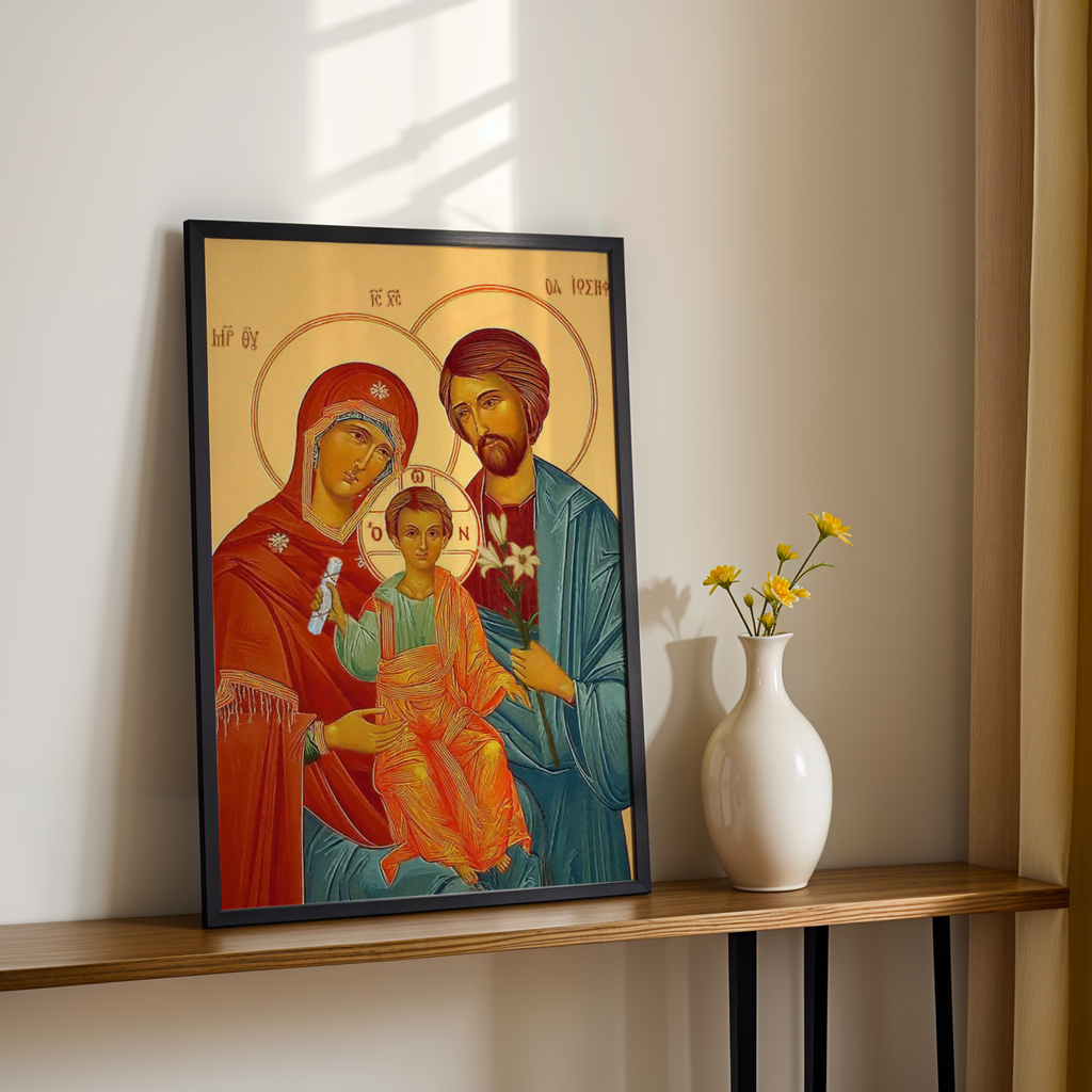 Holy Family Orthodox Icon Wall Art, Marriage Blessing Gift for Home, Holygraceart