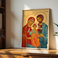 Holy Family Orthodox Icon Wall Art, Marriage Blessing Gift for Home, Holygraceart