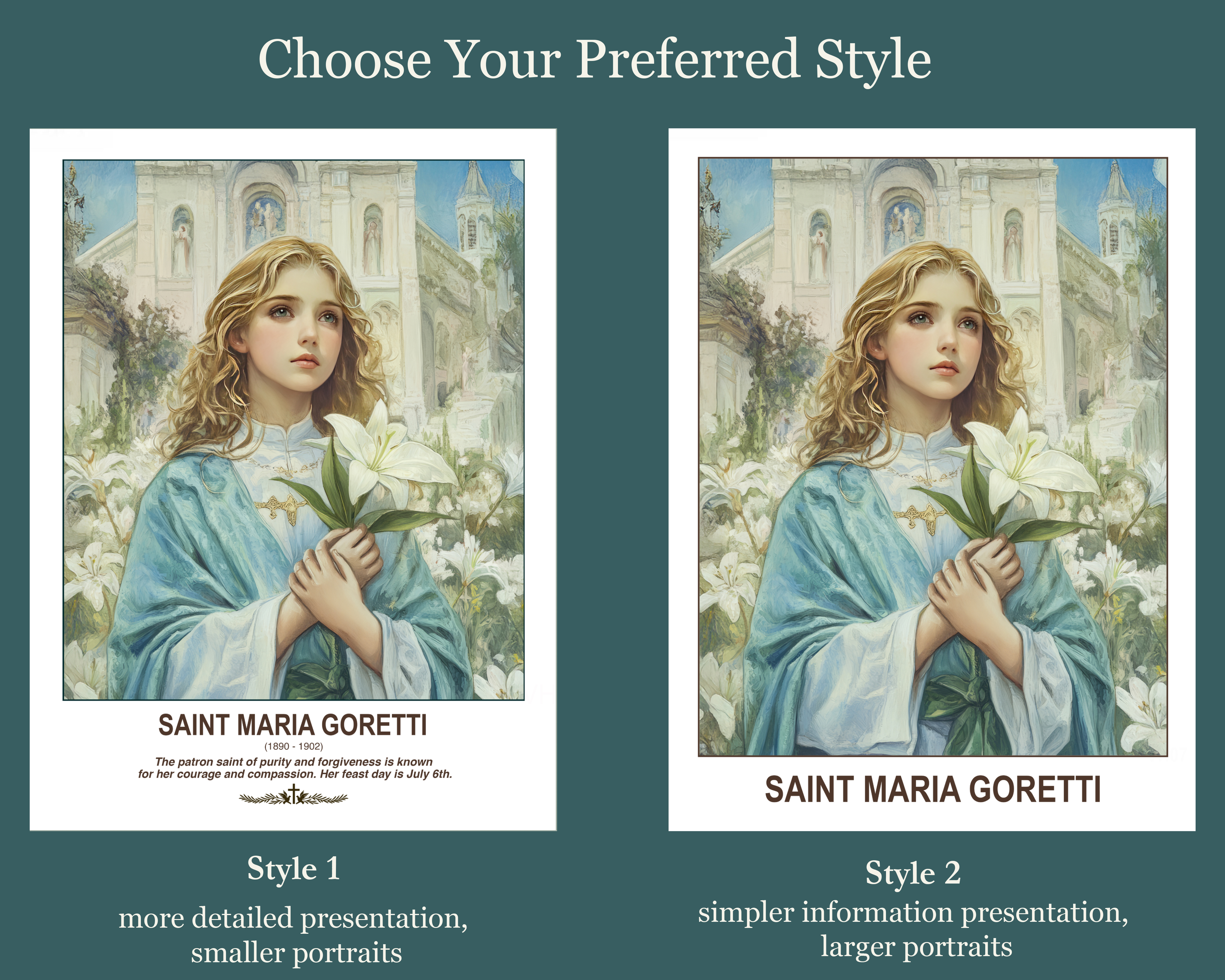 Saint Maria Goretti Wall Art, Purity and Innocence Gift, Catholic Home Decor, Holygraceart