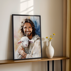The Good Shepherd Wall Art, Jesus with Lamb Print, Peaceful Prayer Corner, Holygraceart
