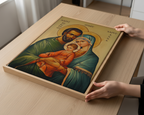 Saint Joachim and Saint Anna with Mary Icon Wall Art, Family Blessing Gift, Holygraceart