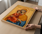 Saint Anna and the Virgin Mary Icon Wall Art, Sacred Family Gift Byzantine Decor, Holygraceart