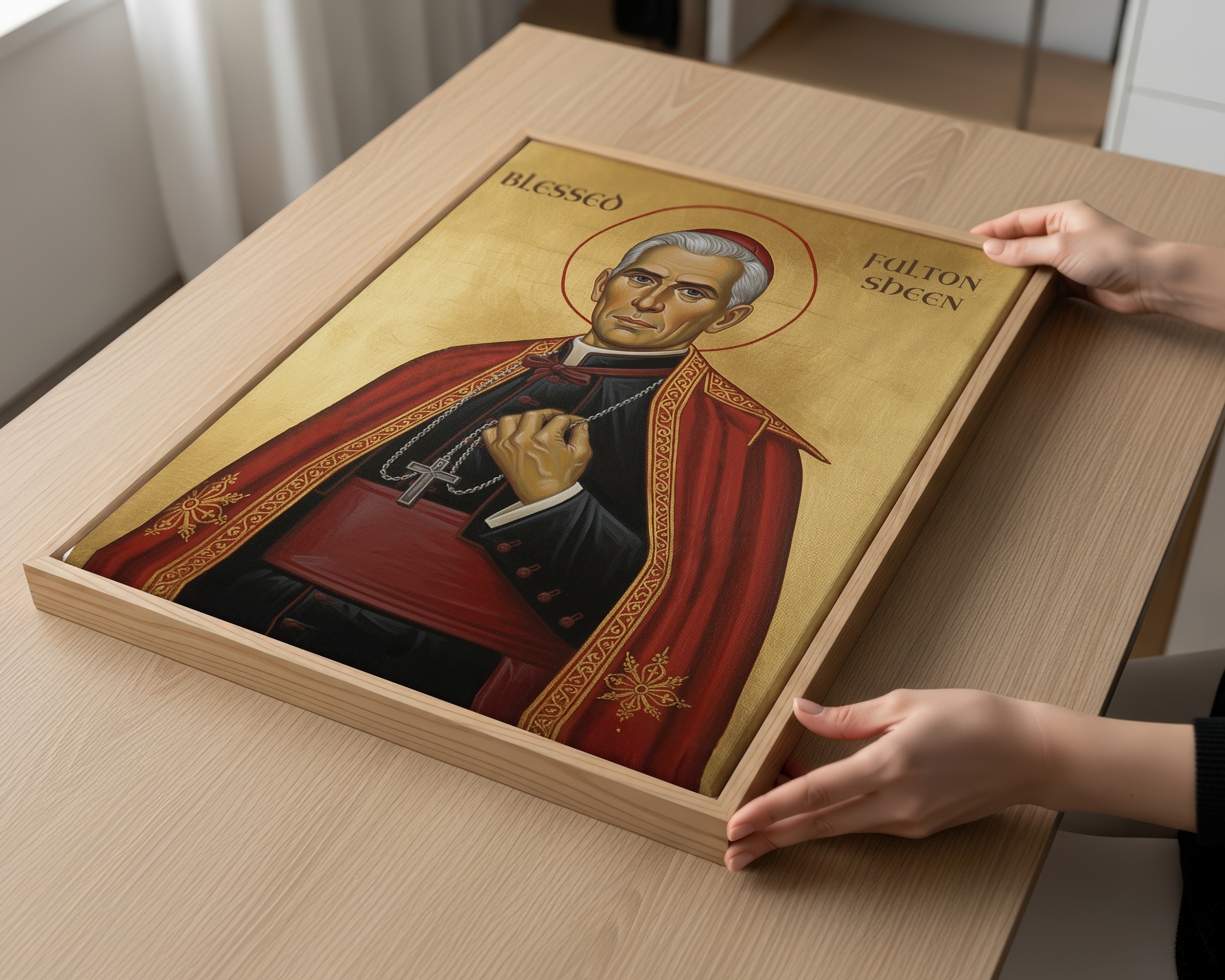 Blessed Fulton Sheen Icon Wall Art, Preacher Gift Orthodox Home Decor, Holygraceart