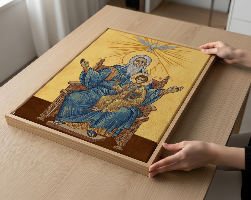 God the Father and Christ Orthodox Icon Print, Trinity Devotion Gift,Christian Wall Art