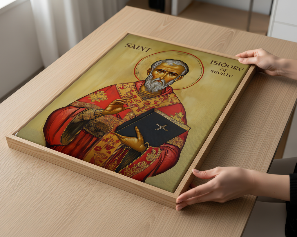 Saint Isidore of Seville Icon Wall Art, Wisdom and Learning Gift Orthodox, Holygraceart