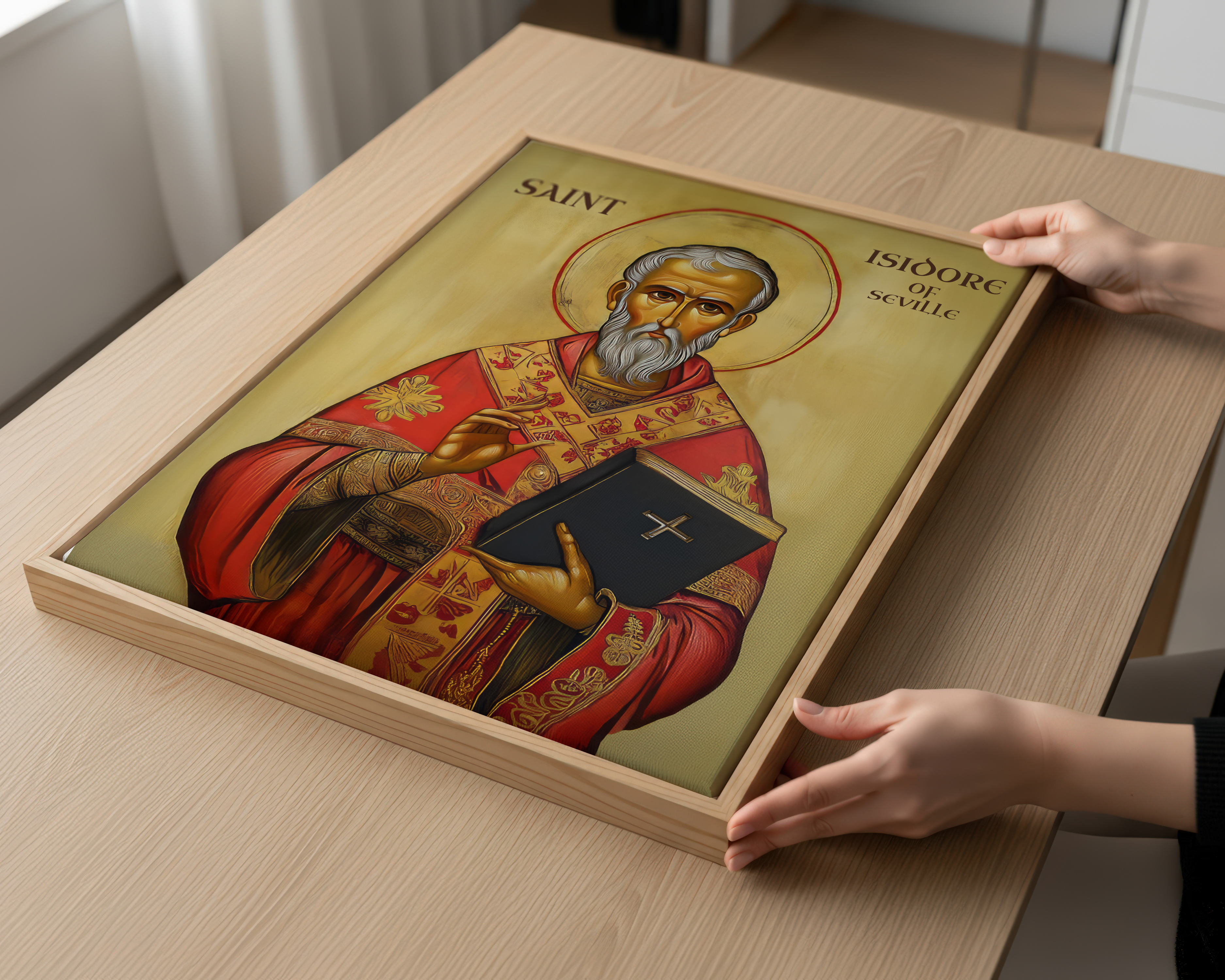 Saint Isidore of Seville Icon Wall Art, Wisdom and Learning Gift Orthodox, Holygraceart