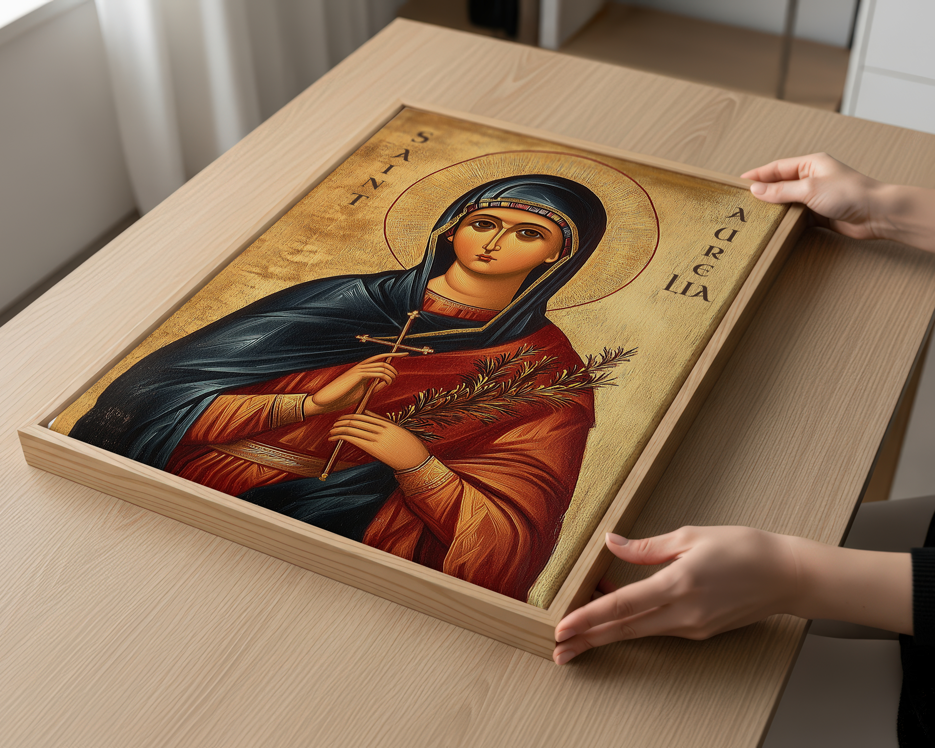 Saint Aurelia Icon Print, Baptism & Confirmation Gift, Orthodox Wall Art, Holygraceart