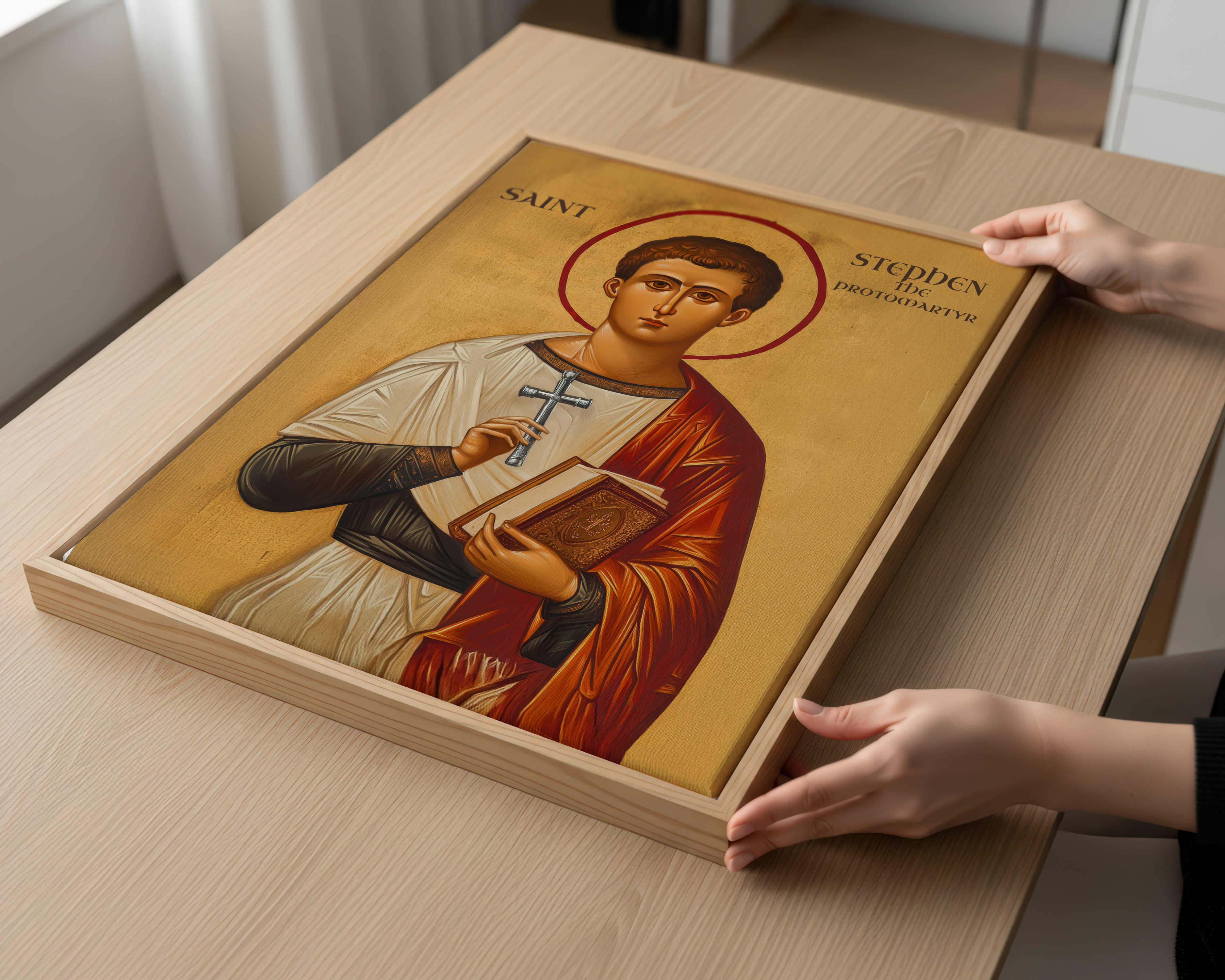 Saint Stephen the Protomartyr Icon Wall Art, Deacon Gift Orthodox Print, Holygraceart