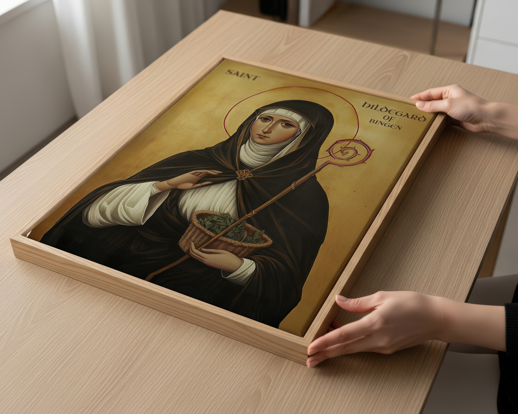 Saint Hildegard of Bingen Icon Print, Spiritual Wisdom Gift, Byzantine Wall Art, Holygraceart