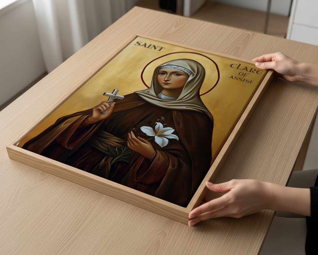 Saint Clare of Assisi Icon Print, Vocation Gift, Sacred Decor, Holygraceart