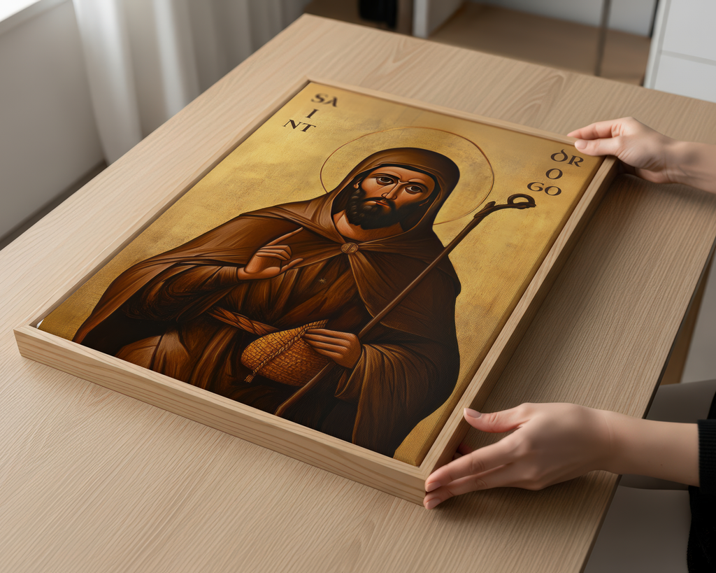 Saint Drogo Icon Wall Art, Shepherd Gift Orthodox Decor, Holygraceart