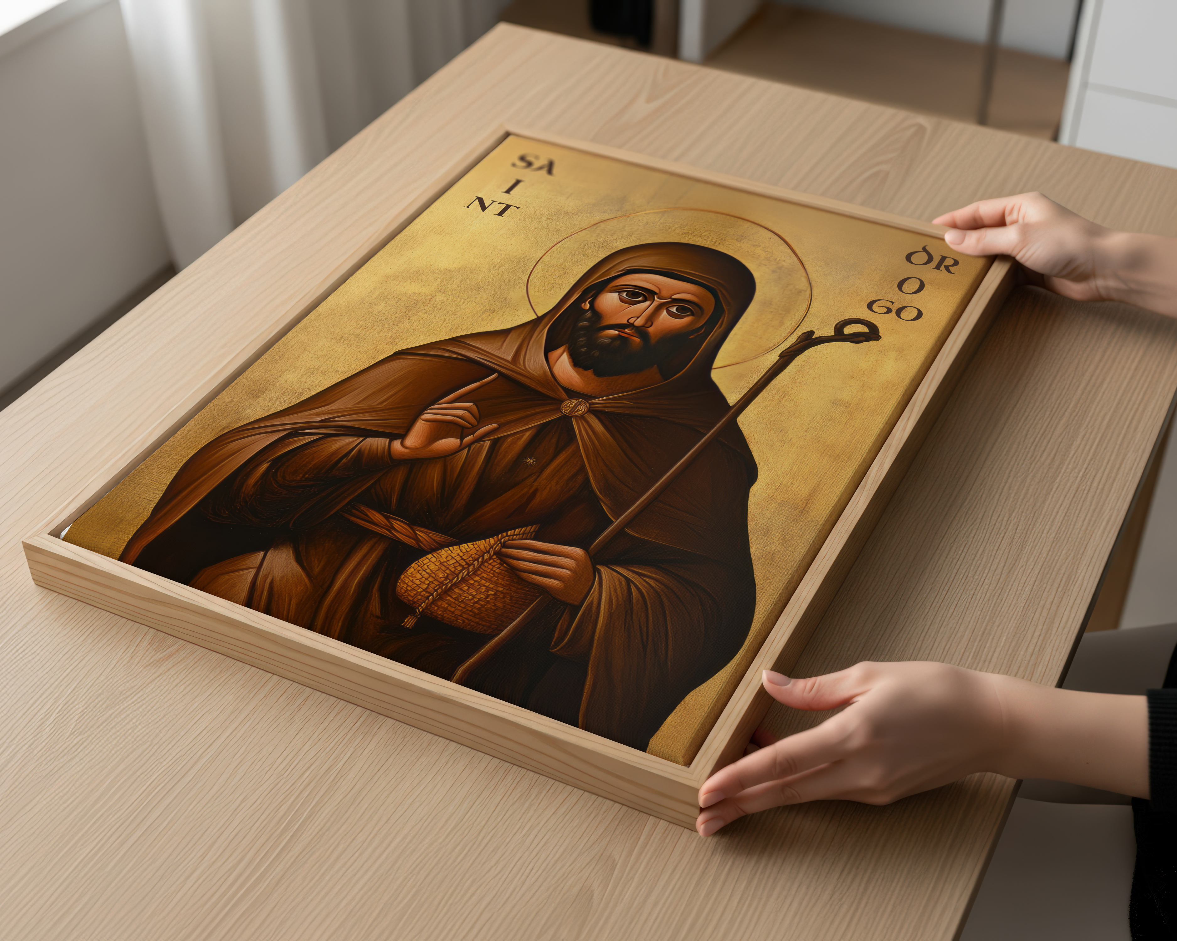 Saint Drogo Icon Wall Art, Shepherd Gift Orthodox Decor, Holygraceart