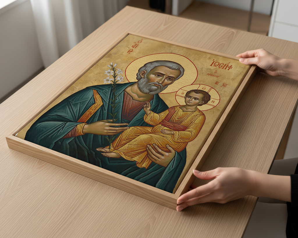 Saint Joseph the Betrothed Icon Wall Art, Family Blessing Gift Orthodox Wall Art, Holygraceart